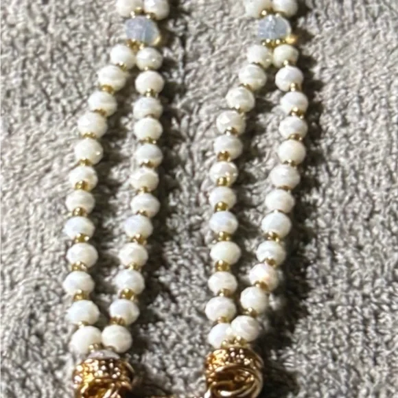 Kirks Folly Gold and White Beaded Necklace - Picture 6 of 7